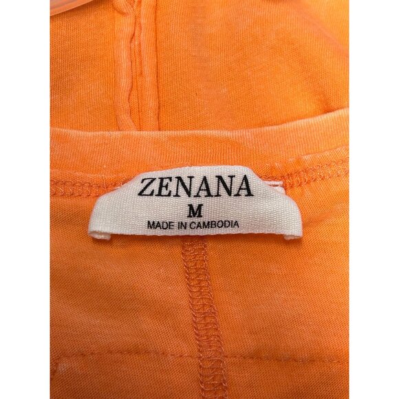 Zenana Crinkle Wash V-Neck Sleeveless Tank in Orange - Sz M - Picture 3 of 5
